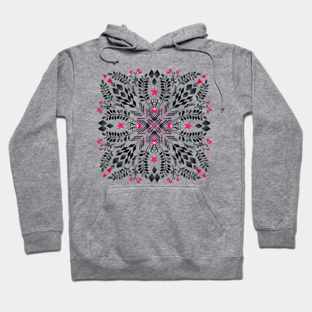 Winter Graphic Folk Art Pattern Hoodie by micklyn